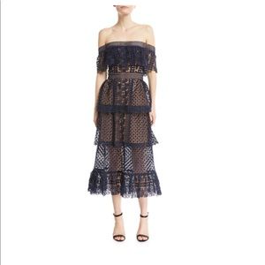 Self-Portrait lace off-shoulder guipure dress
